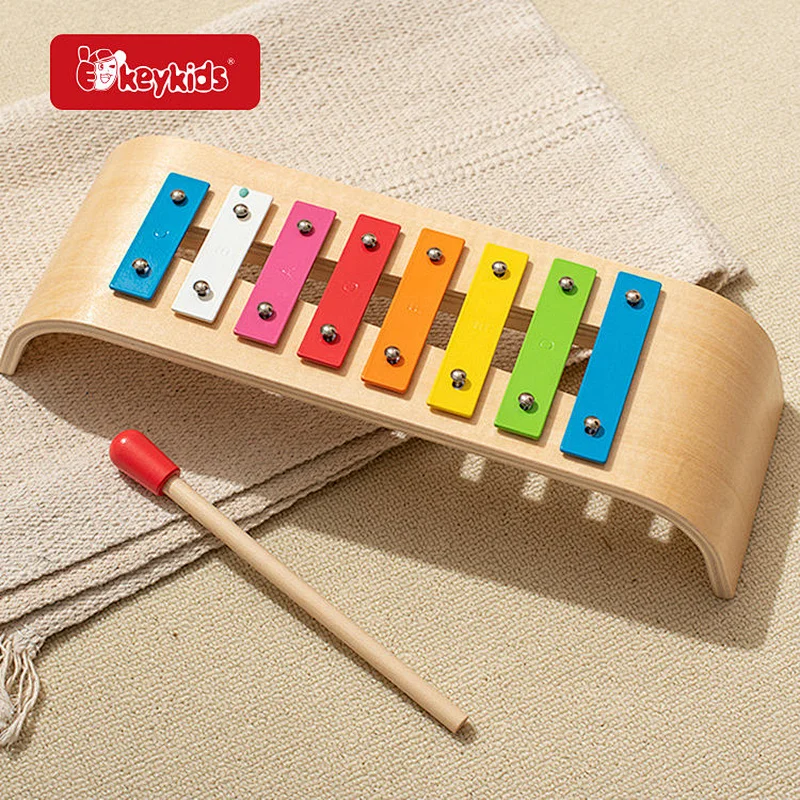 Educational preschool learning music instrument kids wooden xylophone with mallets W07C110