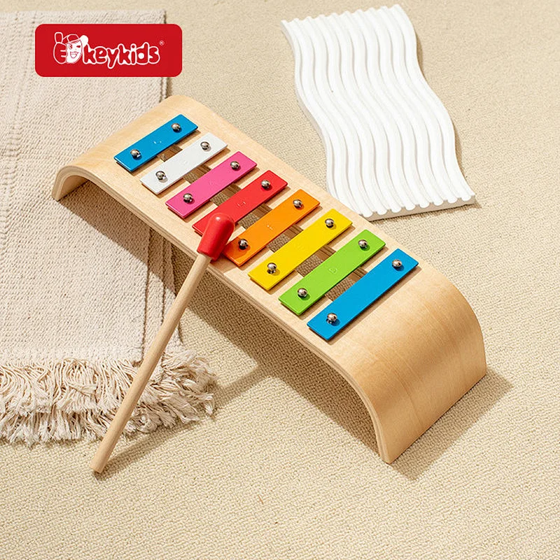 Educational preschool learning music instrument kids wooden xylophone with mallets W07C110